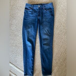 White House Black Market Women's High Rise Straight Leg Blue Jeans 8 Long